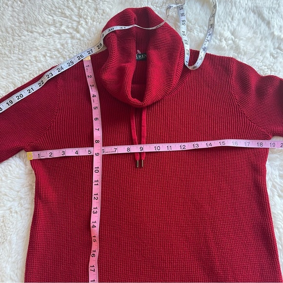 Lauren Ralph Lauren Red Cowl Neck Cotton Sweater Size M - Picture 10 of 11